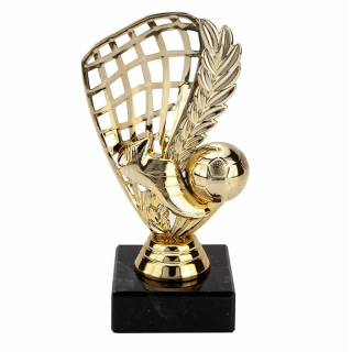 Futbalová kopačka s loptou - Športová trofej na podstavci s vlastným textom 15 cm : zlatá