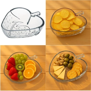 Jahoda - Sklenená miska v tvare jahody – 13 × 13 × 4,1 cm