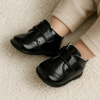 Christopher - Detské topánky - Capáčky čierne z ekokože č.12 - 19cm 