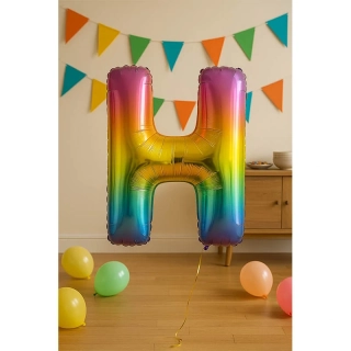 Nafukovací balón 86cm písmeno "H": dúhový