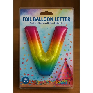 Nafukovací balón 86cm písmeno "V": dúhový