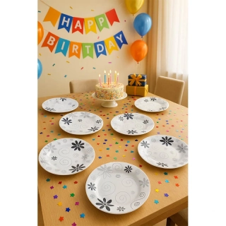 Perla Festa - Taniere párty s kvetinovým vzorom ø 22cm - 8ks