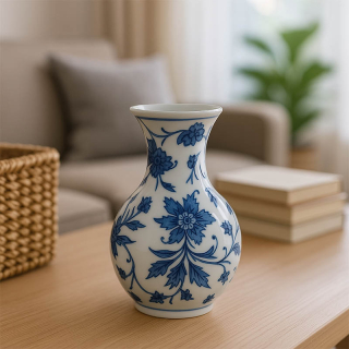 Porcelánová Váza s modrými kvetmi - Reutter Porzelan