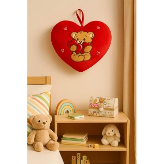 Valentínske plyšové srdce s medvedíkom 30 × 25 cm – mäkký darček z lásky
