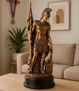 Svätý Florián - Víťazná trofej na mramorovom podstavci s vlastným textom: 30 cm