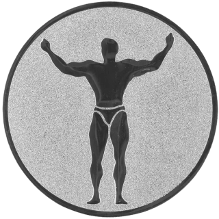 Kulturistika: Emblém - Nálepka na trofej Ø 50 mm strieborná