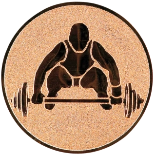 Vzpieranie: Hliníkový emblém na trofej Ø25mm bronzová