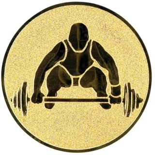 Vzpieranie: Hliníkový emblém na trofej Ø25mm zlatá