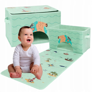 Detský úložný box s hracou podložkou 39 × 24 × 97,5 cm – zelený