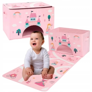 Detský úložný box s hracou podložkou 39 × 24 × 97,5 cm – ružový