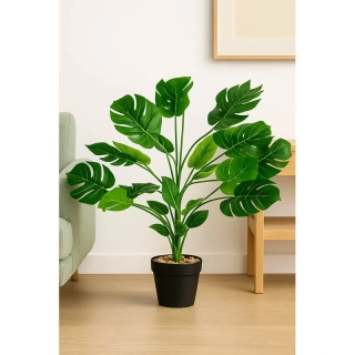 Monstera v črepníku umelý kvet – realistická dekorácia: výška 50 cm