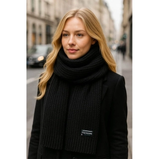 Thermolate - Šál pletený čierny: 180×35 cm - unisex