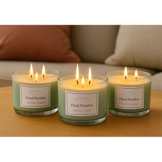 Vonná sviečka Candle Collection Floral Paradise v sklenenej nádobe s bambusovým vrchnákom