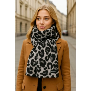 Vzorovaný šál, biely/čierny: 180×50 cm - unisex