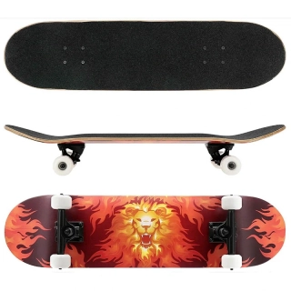 Fire - Skateboard Cozytrix 80 × 20,3 cm – čierny grip, PU kolieska 54 mm: červeno/žltý
