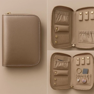 Elegantné puzdro na bižutériu so zipsom – ružové: 17 × 13 × 3 cm