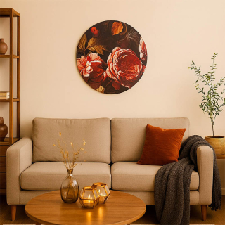 Okrúhly obraz s kvetinovým motívom – priemer 38 cm