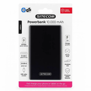 Powerbanka Sitecom Black 10 000 mAh