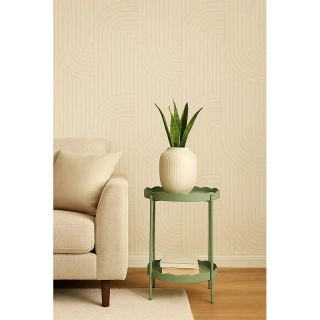 Moderná flísová tapeta – bielo-zlatý geometrický vzor, 53 cm x 10,5 m