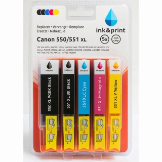 Canon 550/551 XL – sada atramentových náplní ink&print (5 ks)