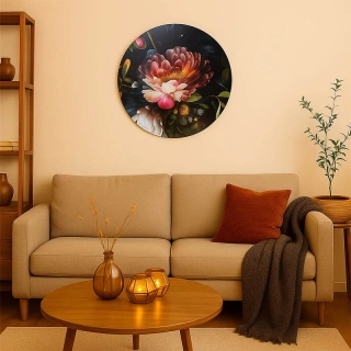 Okrúhly obraz s kvetinovým motívom – priemer 38 cm