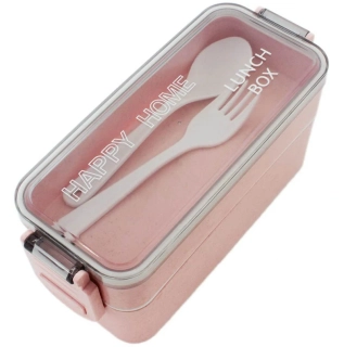Obedár Lunchbox ružový 750 ml s príborom