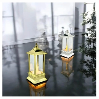 LED lampáš 12,5 cm - zlatý a strieborný
