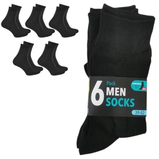 Pánske ponožky 6-pack - čierne, veľkosť 39–42