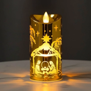 LED sviečka – vložka do svietnika alebo adventného venca 5 × 11 cm, teplá biela, zlatá