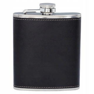 Nerezová ploskačka z ekokože 270 ml čierna