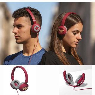Tribe Pop on-ear káblové slúchadlá s mikrofónom – červené: 120 cm kábel