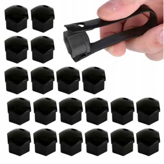 Ochranné krytky na skrutky kolies 17 mm čierne 20 ks
