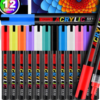 Akrylové fixky – sada 12 farieb