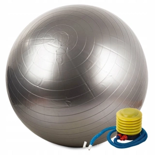 Gymnastická fitness lopta 65 cm rehabilitačná strieborná s pumpouIdeálna na cvičenie doma aj v rehabilitácii