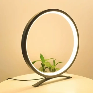 Moderná okrúhla stolová LED lampa čierna