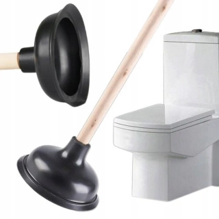 Gumový zvon na odtoky a WC s drevenou rúčkou