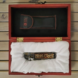 Poľovnícky zatvárací nôž Columbia s púzdrom v darčekovej kazete – 22 cm