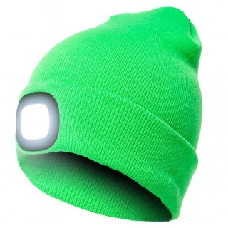 Zimná čiapka s LED svetlom zelená