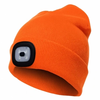 Zimná čiapka s LED svetlom oranžová