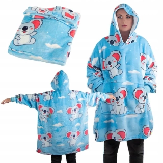 Teplá oversize mikina Koala XXL 2v1 – mäkká deka s kapucňou