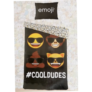 Posteľná bielizeň Emoji #CoolDudes – 140 × 200 cm + 60 × 70 cm, čierna
