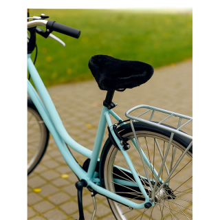 Walfort - Poťah na sedlo na bicykel z umelej kožušiny čierny 22 × 27 cm