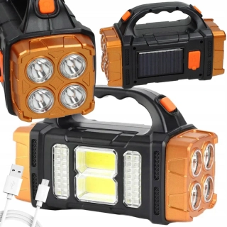 Solárna prenosná LED lampa s powerbankou zlatá