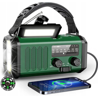 Solárne rádio s baterkou, powerbankou a kompasom
