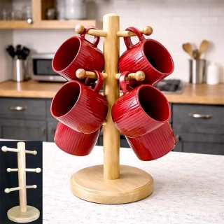 Drevený stojan na hrnčeky 35 cm