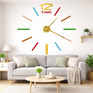 Nástenné nalepovacie hodiny DIY s nastaviteľným priemerom 100–120 cm