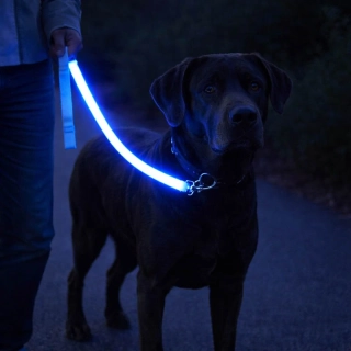 Svietiace LED vodítko pre psa a mačku 1,2 m modré