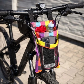 Taška na riadidlá bicykla a kolobežky s vreckom na telefón farebná