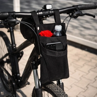 Taška na riadidlá bicykla a kolobežky s vreckom na telefón čierna