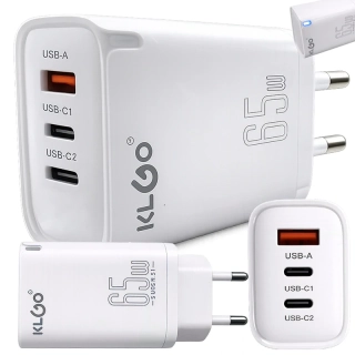 Rýchla sieťová nabíjačka 65W USB-A + USB-C1 + USB-C2